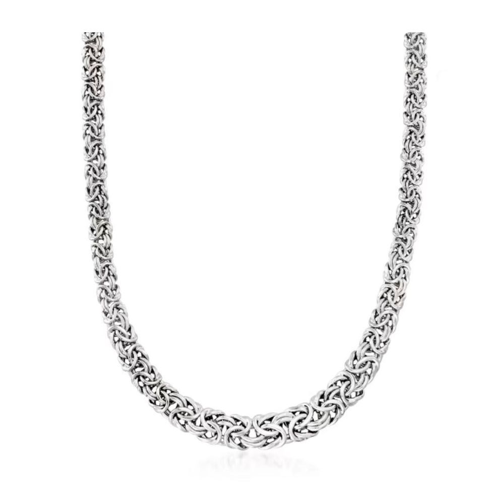 Italian Sterling Silver Graduated Byzantine Necklace. 20"
